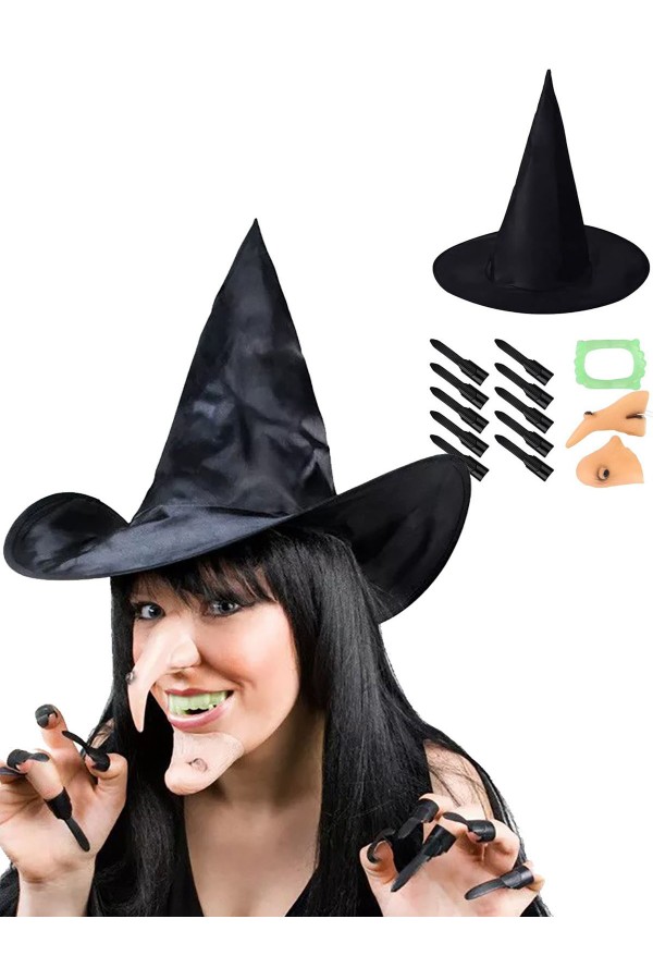 Cadı Şapkası Cadı Tırnakları Cadı Burnu Cadı Çenesi Cadı Diş Seti