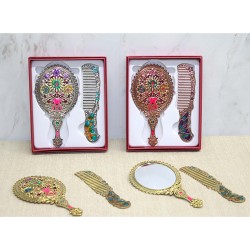 Çiçekli Ayna Ve Tarak Seti Küçük Boy Çiçekli Ayna Ve Tarak Seti Küçük Boy