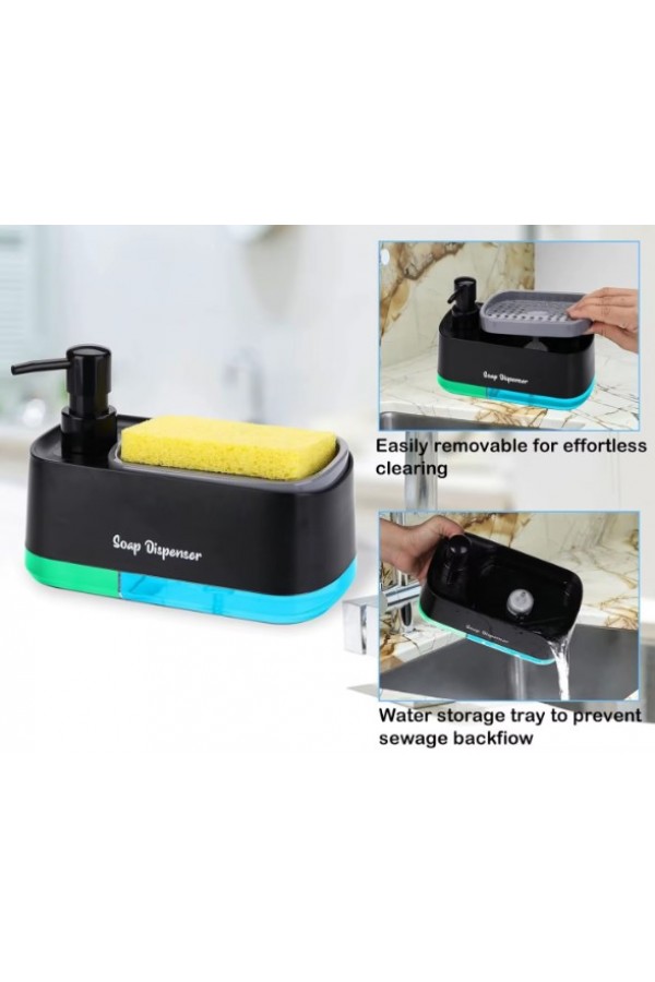 Çift Hazneli Sıvı Sabunluk, Süngerlik ve Otomatik Deterjanlık