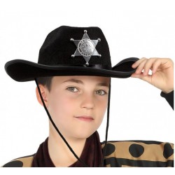 Çocuk Kovboy Şapkası Sheriff Şapkası Siyah Renk Çocuk Kovboy Şapkası Sheriff Şapkası Siyah Renk