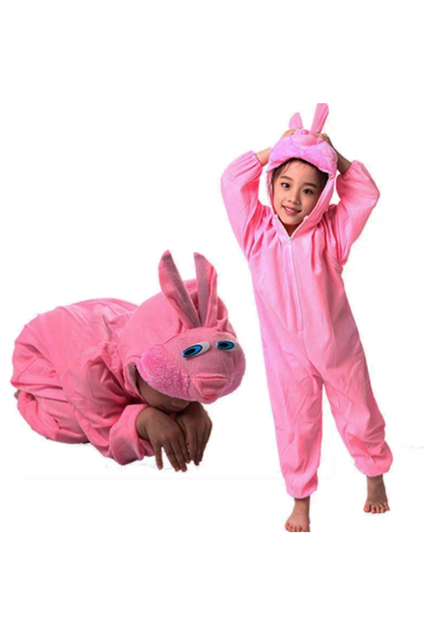 Çocuk Tavşan Kostümü Pembe Renk 4-5 Yaş 100 cm