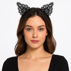 Dantelli Siyah Kedi Tacı - Vintage Tarz Dantel Kedi Kulak Dantelli Siyah Kedi Tacı - Vintage Tarz Dantel Kedi Kulak