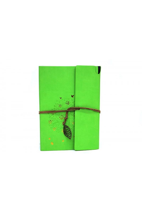Defter Deri Kaplı Ağaç Baskılı Hediyelik