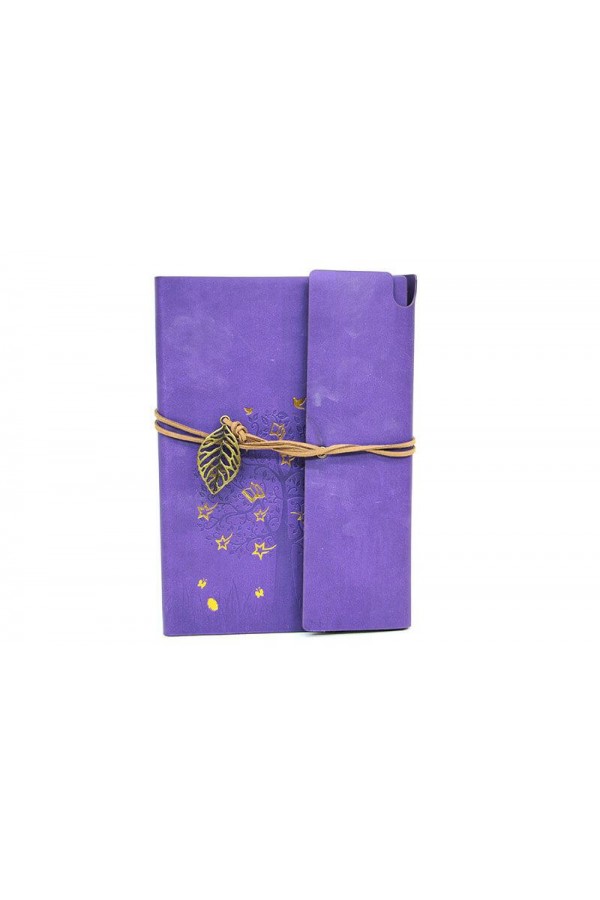 Defter Deri Kaplı Ağaç Baskılı Hediyelik