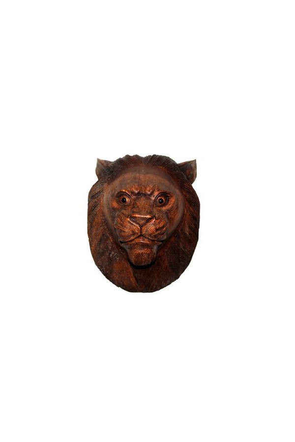 Dekoratif 30cm Ahşap Aslan Kafası Hediyelik