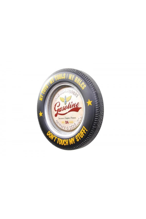 Dekoratif Araba Tekerleği Gasoline Temalı Led Işıklı Duvar Panosu