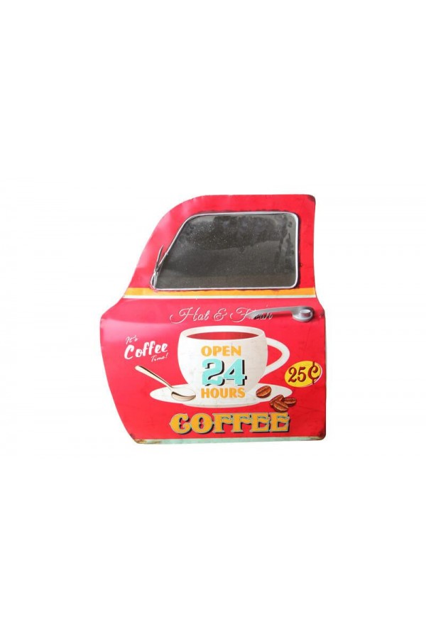 Dekoratif Coffee Temalı Kırmızı Araba Kapısı Ayna Hediyelik