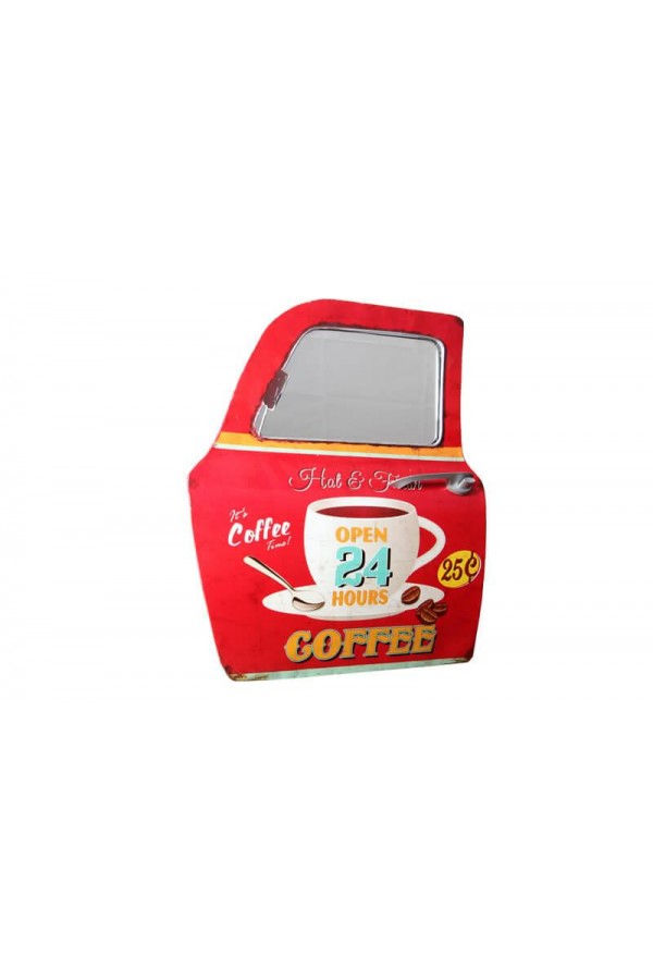 Dekoratif Coffee Temalı Kırmızı Araba Kapısı Ayna Hediyelik