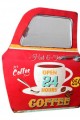 Dekoratif Coffee Temalı Kırmızı Araba Kapısı Ayna Hediyelik