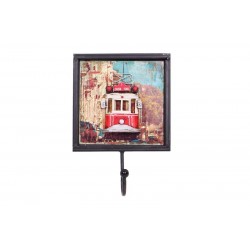 Dekoratif Metal Askı Tramvay Dekorlu Retro Askılık Vintage Dekoratif Metal Askı Tramvay Dekorlu Retro Askılık Vintage