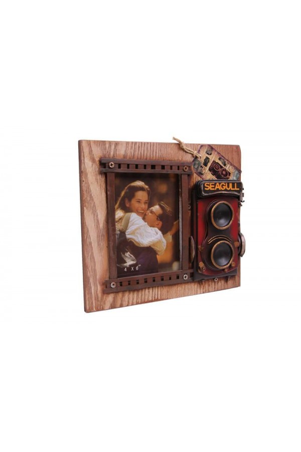 Dekoratif Metal Çerçeve Fotoğraf Makinesi Dekorlu Hediyelik