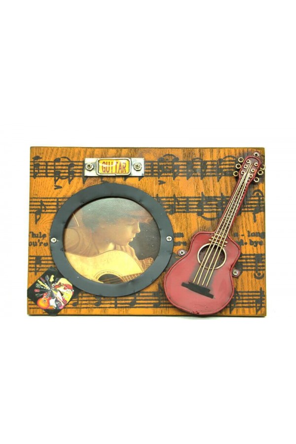 Dekoratif Metal Çerçeve Gitar Dekorlu Vintage Ev Ofis Hediyelik