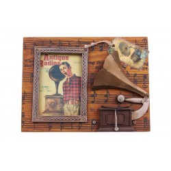 Dekoratif Metal Çerçeve Gramofon Dekorlu Vintage Hediyelik Dekoratif Metal Çerçeve Gramofon Dekorlu Vintage Hediyelik