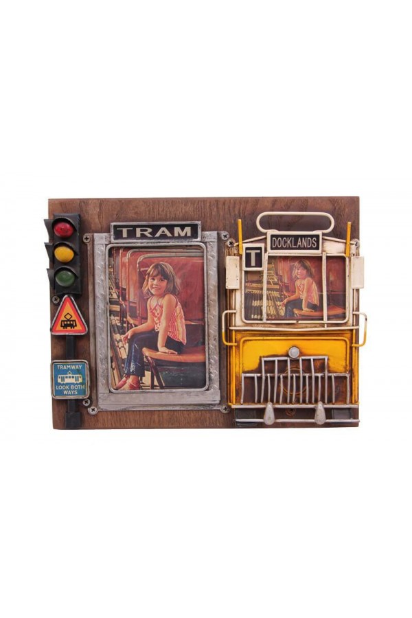 Dekoratif Metal Çerçeve Tramvay Dekorlu Vintage Ev Ofis Hediyelik