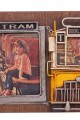 Dekoratif Metal Çerçeve Tramvay Dekorlu Vintage Ev Ofis Hediyelik