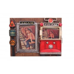 Dekoratif Metal Çerçeve Tramvay Dekorlu Vintage Hediyelik Dekoratif Metal Çerçeve Tramvay Dekorlu Vintage Hediyelik