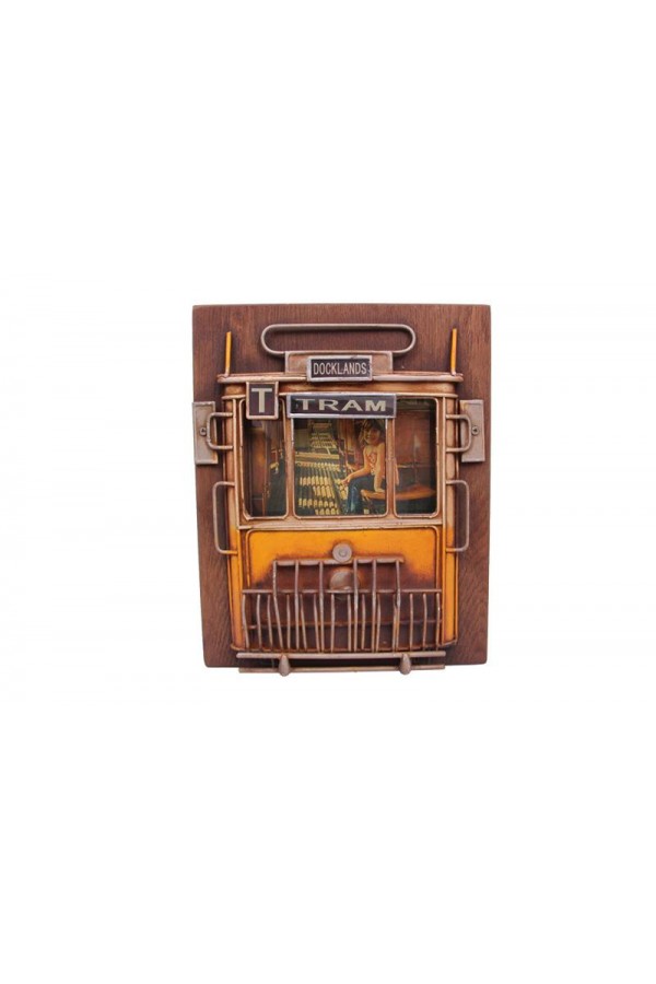 Dekoratif Metal Çerçeve Tramvay Dekorlu Vintage Hediyelik