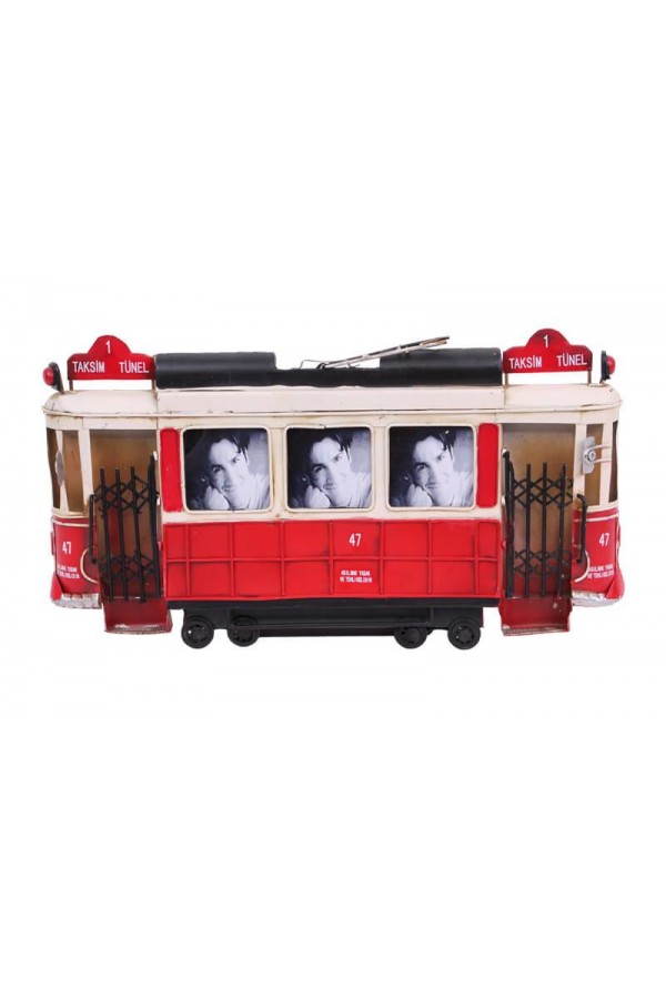 Dekoratif Metal Çerçeve Tramvay Temalı Vintage Hediyelik