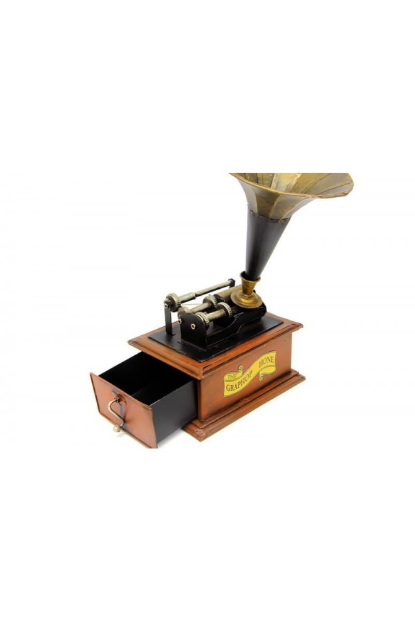 Dekoratif Metal Gramofon Kutu Hediyelik