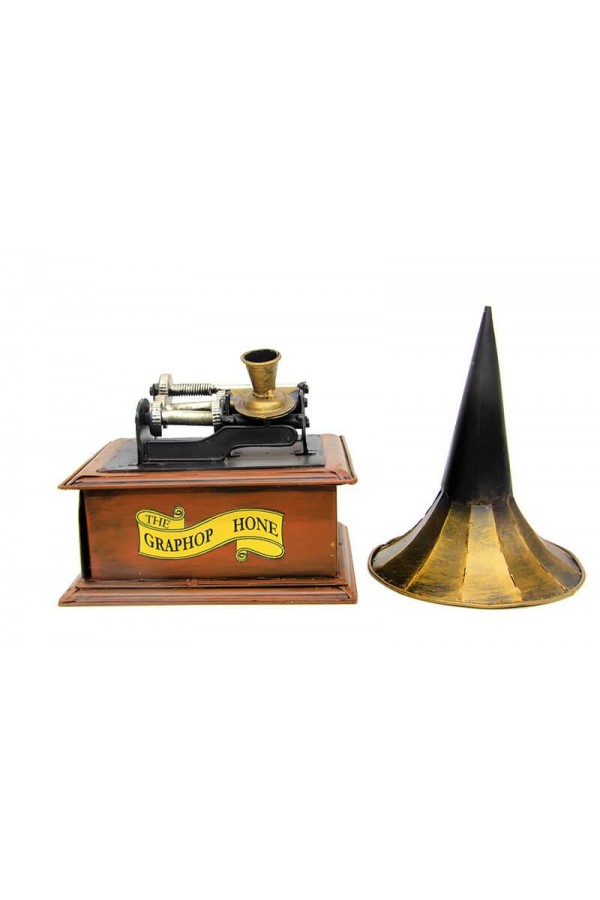 Dekoratif Metal Gramofon Kutu Hediyelik