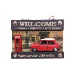 Dekoratif Metal Kapı Yazısı Araba ve Telefon Kulübesi Dekorlu Dekoratif Metal Kapı Yazısı Araba ve Telefon Kulübesi Dekorlu