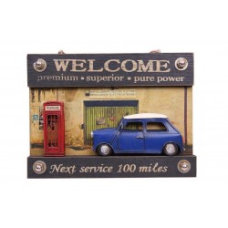 Dekoratif Metal Kapı Yazısı Araba ve Telefon Kulübesi Dekorlu Dekoratif Metal Kapı Yazısı Araba ve Telefon Kulübesi Dekorlu