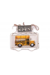 Dekoratif Metal Kapı Yazısı Okul Otobüsü Dekorlu Hediyelik