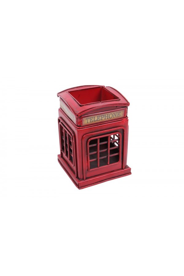 Dekoratif Metal Londra Telefon Kulübesi Kalemlik Vintage Hediyelik