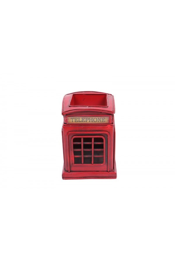 Dekoratif Metal Londra Telefon Kulübesi Kalemlik Vintage Hediyelik