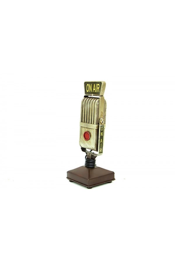 Dekoratif Metal Mikrofon Obje Biblo Vintage Hediyelik