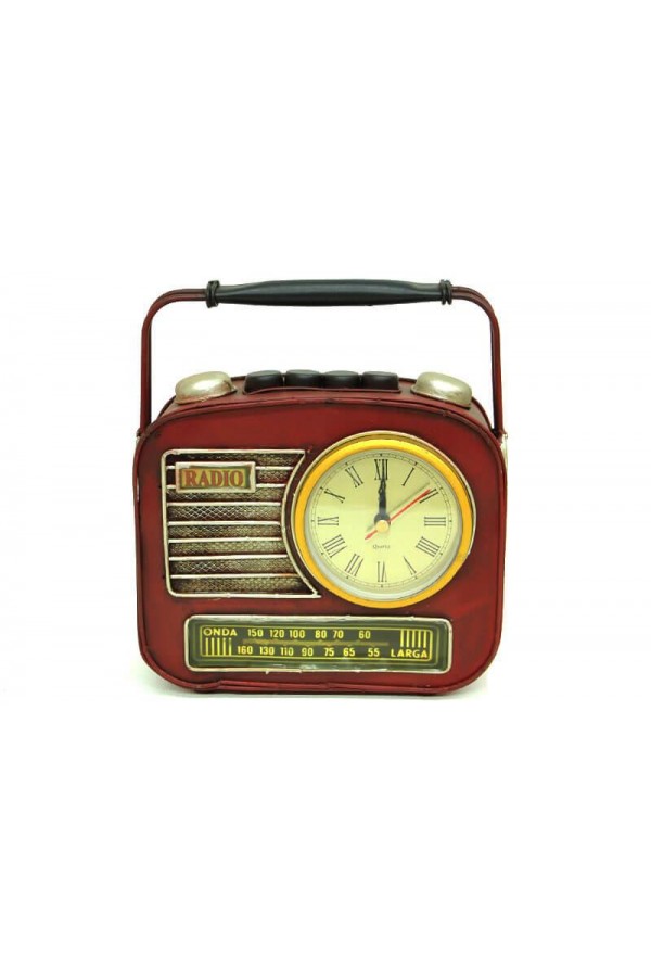Dekoratif Metal Radyo Saatli Kumbara Vintage Biblo Hediyelik