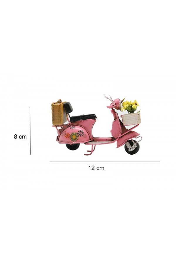 Dekoratif Metal Scooter Önü Sepetli