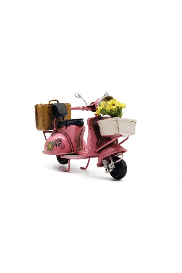Dekoratif Metal Scooter Önü Sepetli