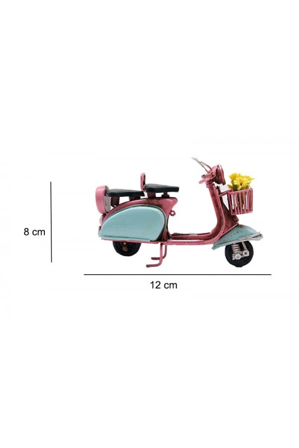 Dekoratif Metal Scooter Önü Sepetli