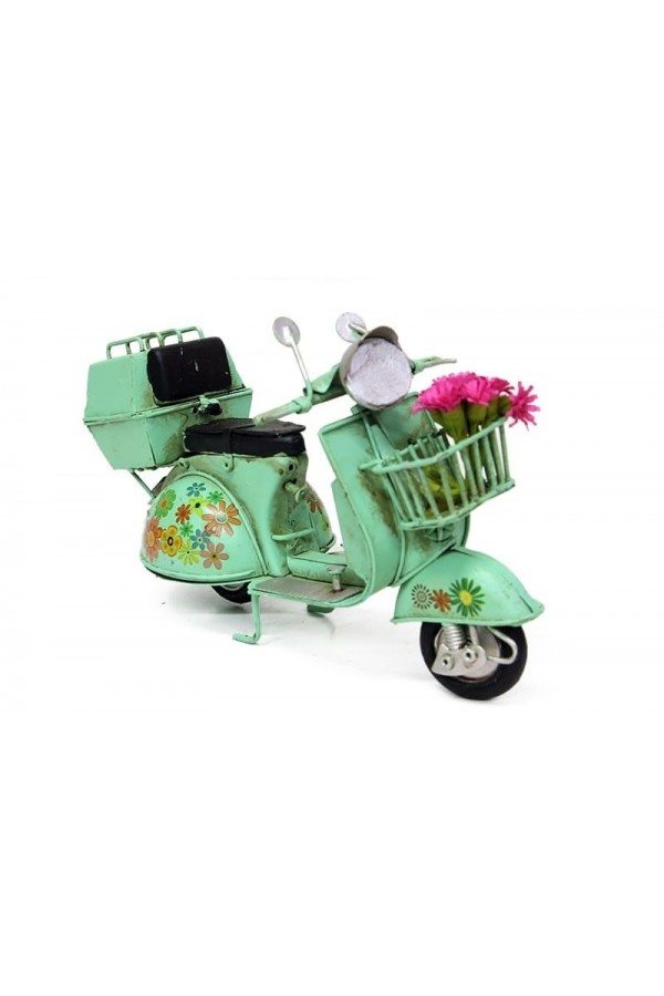 Dekoratif Metal Scooter Sepetli