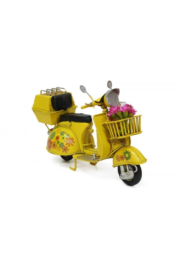 Dekoratif Metal Scooter Sepetli