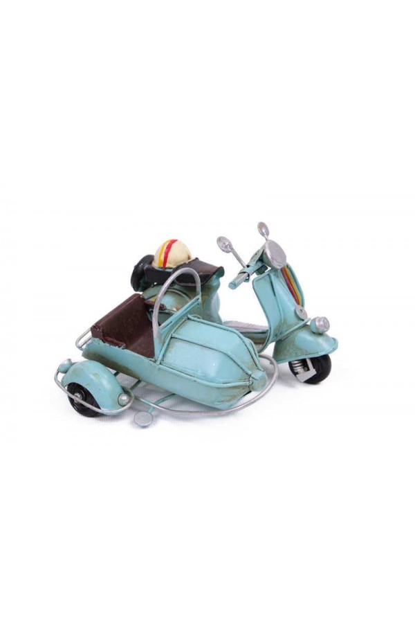 Dekoratif Metal Scooter Sepetli Vintage Biblo Ev Ofis Hediyelik
