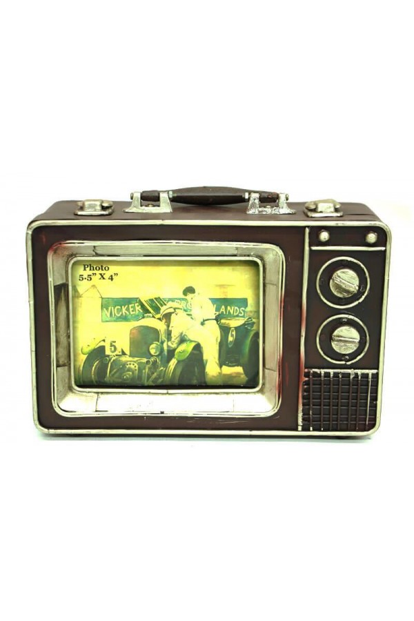 Dekoratif Metal Televizyon Bavul Vintage Biblo Hediyelik