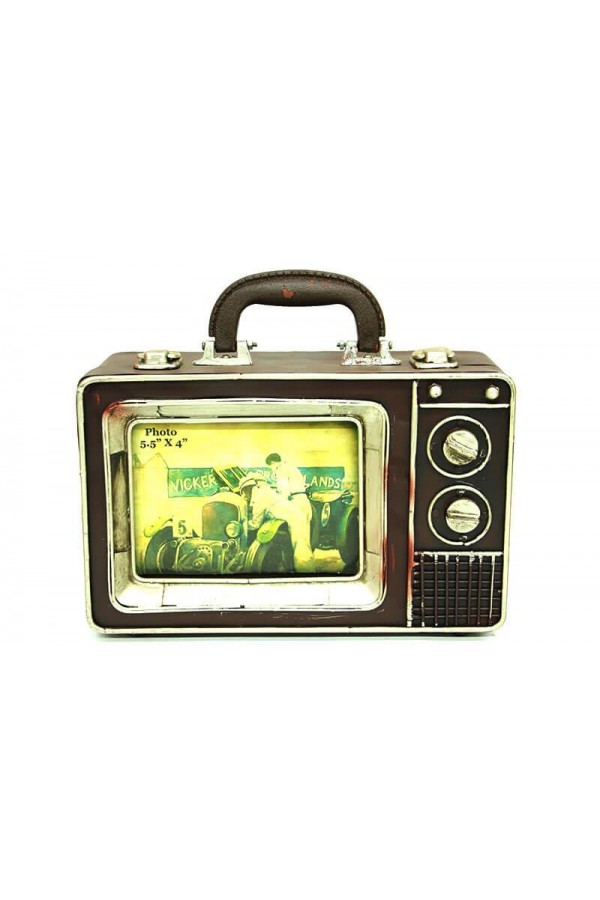 Dekoratif Metal Televizyon Bavul Vintage Biblo Hediyelik