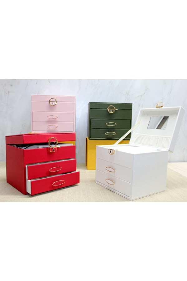 Deri Kaplamalı Makyaj Ve Takı Kutusu