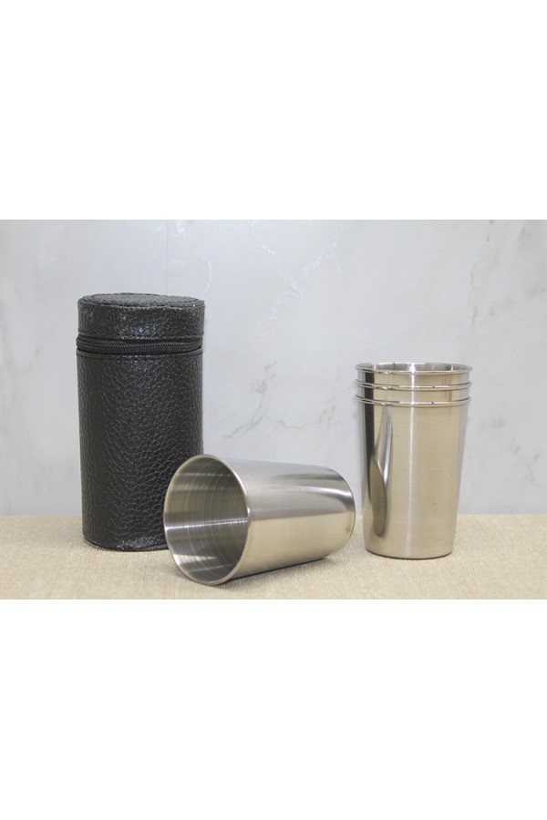 Deri Kılıflı 4'Lü Shot Bardak
