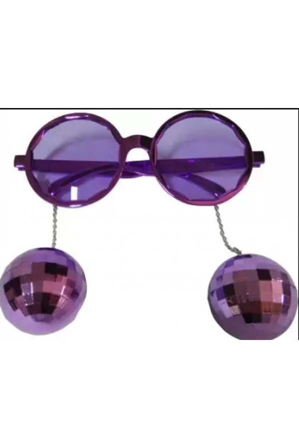 Disko Toplu Küpeli Parti Gözlüğü Mor Renk 15x16 cm