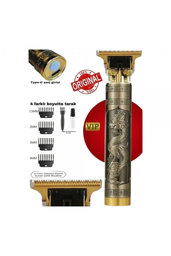 Çelik Kasa Profesyonel Saç Sakal Ense Çizim Tüm Vücut Tüyü Lazer Öncesi Tıraş Makinesi