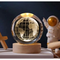 Dünya Renk Değiştiren Işıklı Cam Küre 8cm Dünya Renk Değiştiren Işıklı Cam Küre 8cm