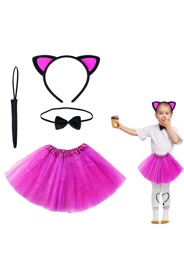 Fuşya Renk Etekli Kedi Kostüm Seti (Tütü, Taç, Papyon, Kuyruk) Fuşya Renk Etekli Kedi Kostüm Seti (Tütü, Taç, Papyon, Kuyruk)