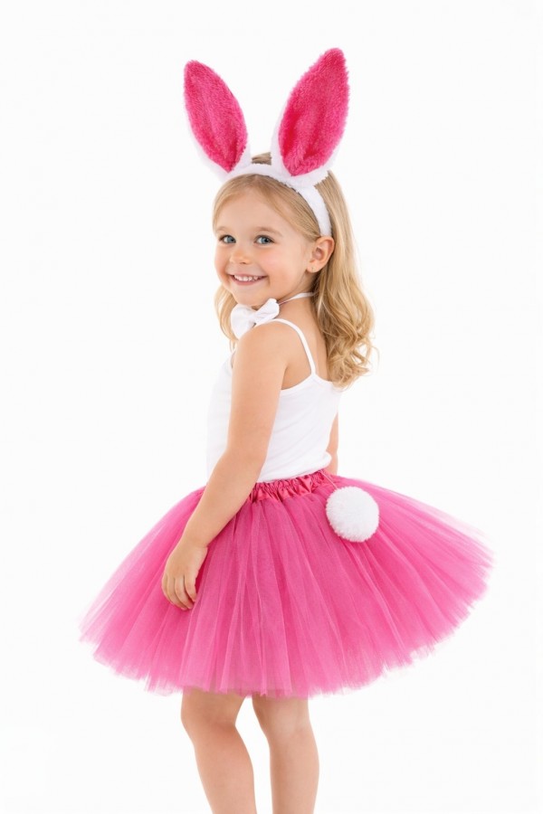 Fuşya Tavşan Kostüm Seti Kız Çocuk – Tütü Etekli 4 Parça Fuşya Tavşan Kostüm Seti Kız Çocuk – Tütü Etekli 4 Parça
