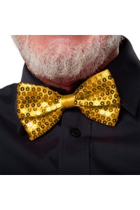 Gece Işıltısı Altın Payetli Pullu Papyon 7x2 cm