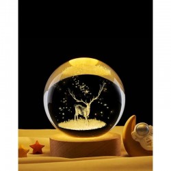 Geyik Renk Değiştiren Işıklı Cam Küre 6cm Geyik Renk Değiştiren Işıklı Cam Küre 6cm