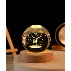 Geyik Renk Değiştiren Işıklı Cam Küre 8cm Geyik Renk Değiştiren Işıklı Cam Küre 8cm
