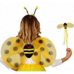 Gösteri Arı Kanadı Kostüm Seti – Çocuklar İçin Kanat, Taç ve Asa Aksesuarı